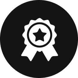 Badge with star in black circle