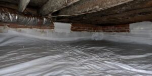 Insulated crawl space with exposed beams